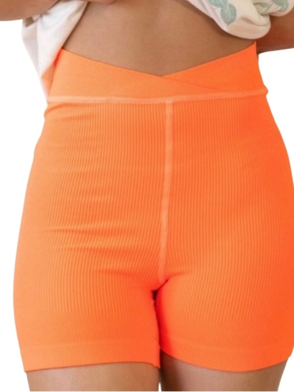 Free People Movement Free Throw Ribbed High-Rise Bike Shorts. Size L. NWT
